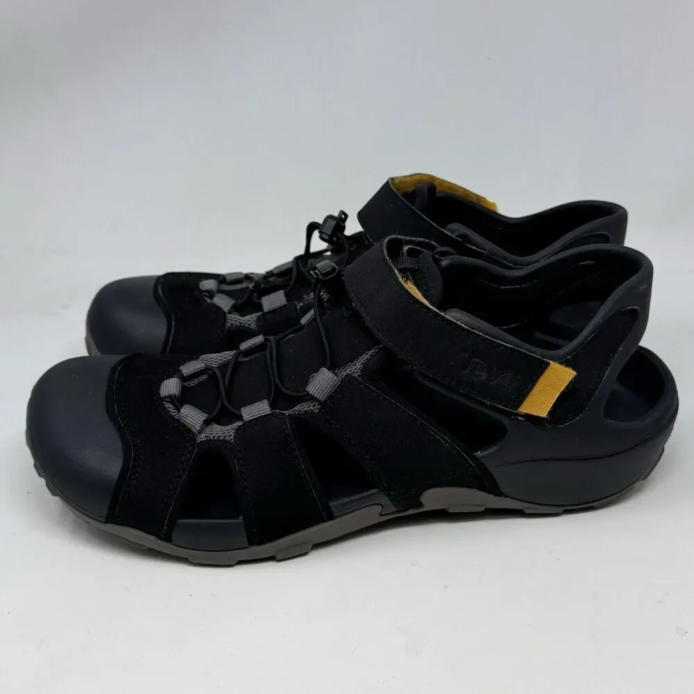 Teva Flintwood Sandals Mens 10 Black Mesh Hiking Water Ankle Strap Hook Loop